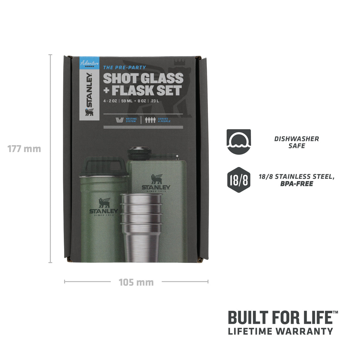 Adventure Pre-Party Shot Glass + Flask Set