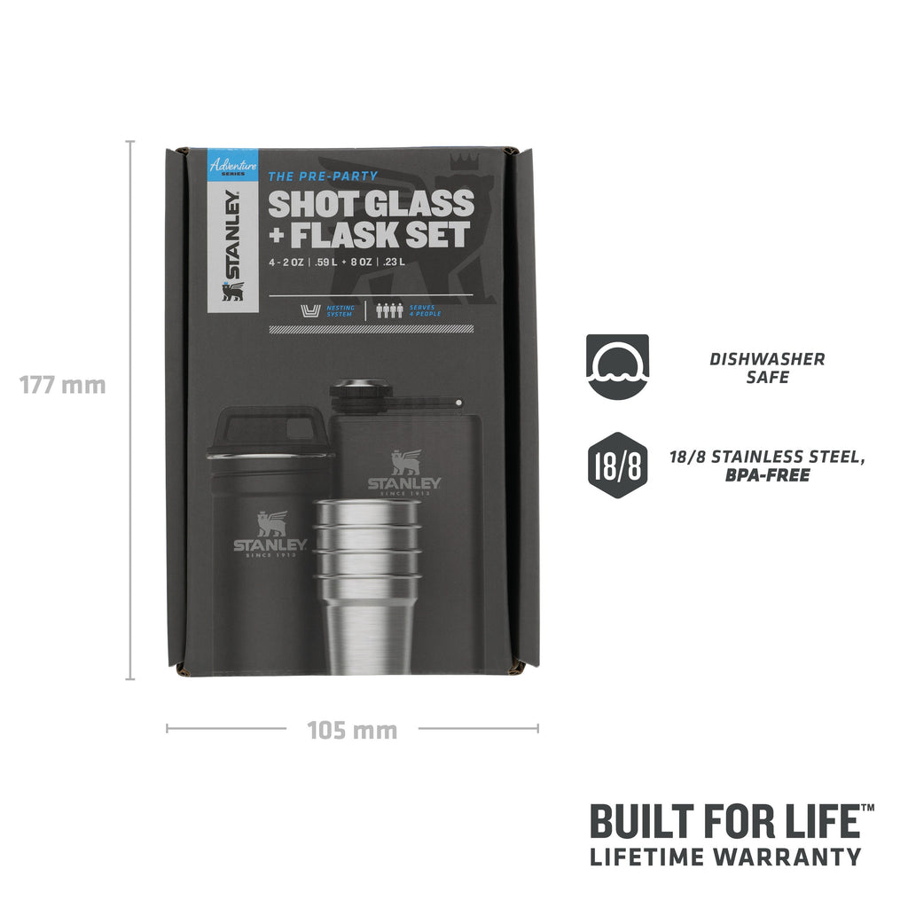 Adventure Pre-Party Shot Glass + Flask Set