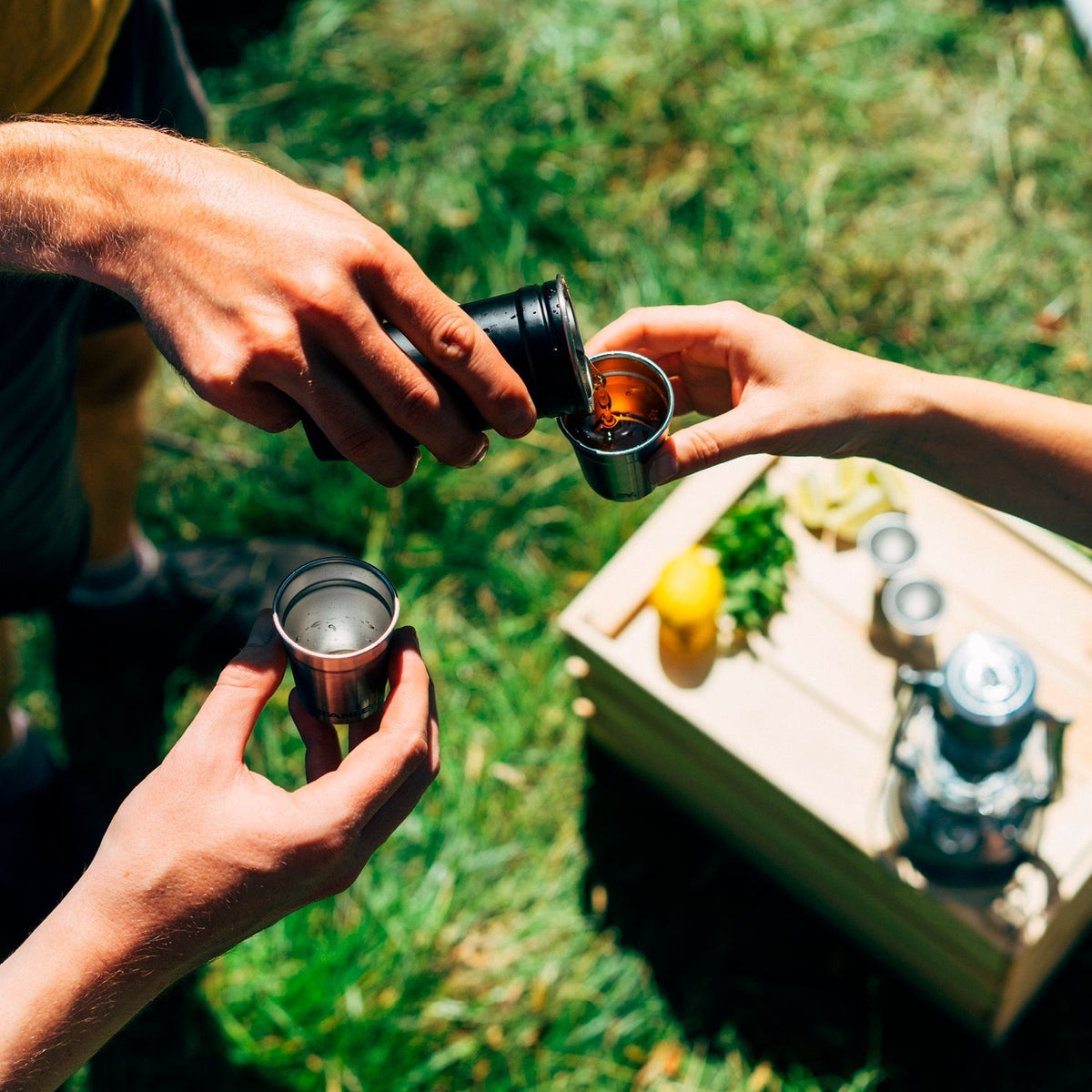 Adventure Pre-Party Shot Glass + Flask Set